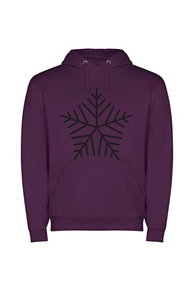 iLovePrints Snowflake Noir Φούτερ με κουκούλα σε χρώμα Μωβ