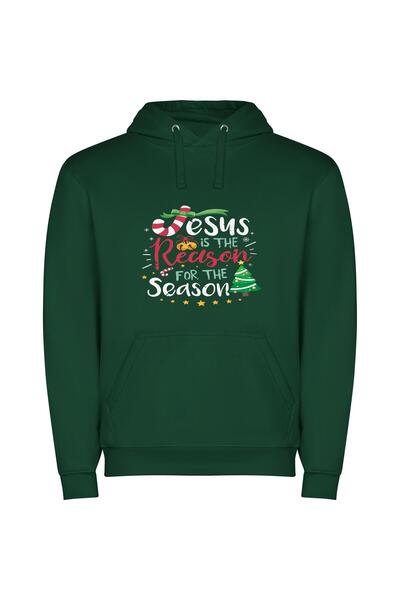 iLovePrints Holy Season Greetings Φούτερ με κουκούλα σε χρώμα Πράσινο