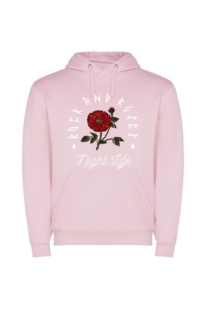 iLovePrints Midnight Blooms Φούτερ με κουκούλα σε χρώμα Ροζ