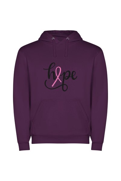 iLovePrints Pink Ribbon Hopeful Expression Φούτερ με κουκούλα σε χρώμα Μωβ