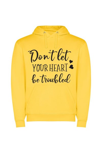 iLovePrints Trouble-Free Heart Upload Φούτερ με κουκούλα σε χρώμα Κίτρινο