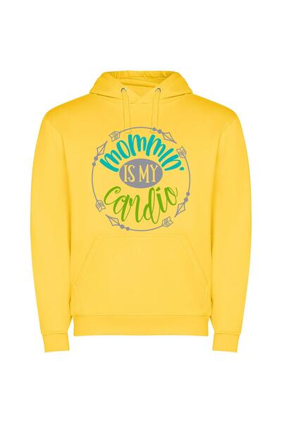iLovePrints Fit Mom's Vinyl Workout Φούτερ με κουκούλα σε χρώμα Κίτρινο