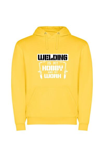 iLovePrints Welding Wonders Unleashed Φούτερ με κουκούλα σε χρώμα Κίτρινο