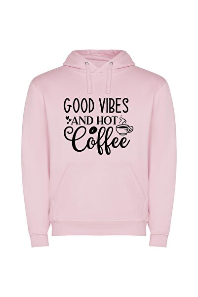 iLovePrints Vibrant Brews and Feel-Good Φούτερ με κουκούλα σε χρώμα Ροζ