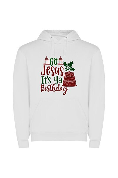 iLovePrints Holly Cake: Christ's Celebration! Φούτερ με κουκούλα σε χρώμα Λευκό