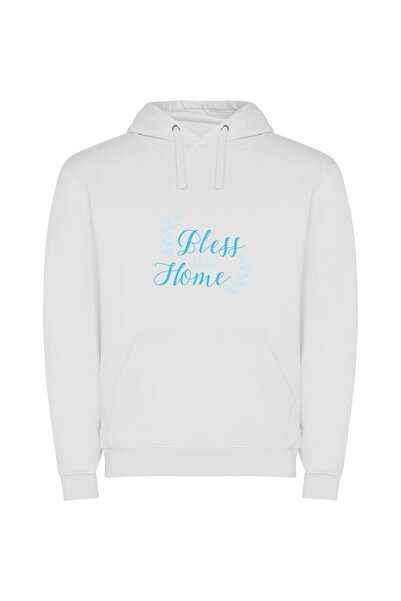 iLovePrints Blessed Home, Elegant Bliss Φούτερ με κουκούλα σε χρώμα Λευκό