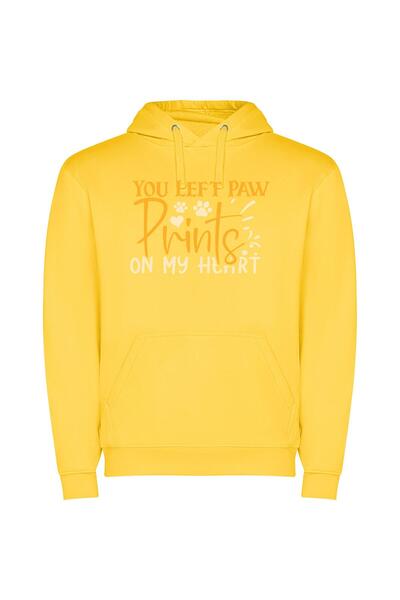 iLovePrints Premium Paw Print Collection Φούτερ με κουκούλα σε χρώμα Κίτρινο