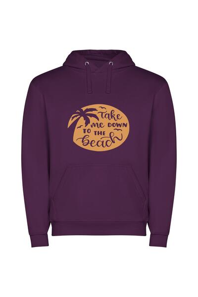 iLovePrints Tropical Escape: Palm Paradise Φούτερ με κουκούλα σε χρώμα Μωβ