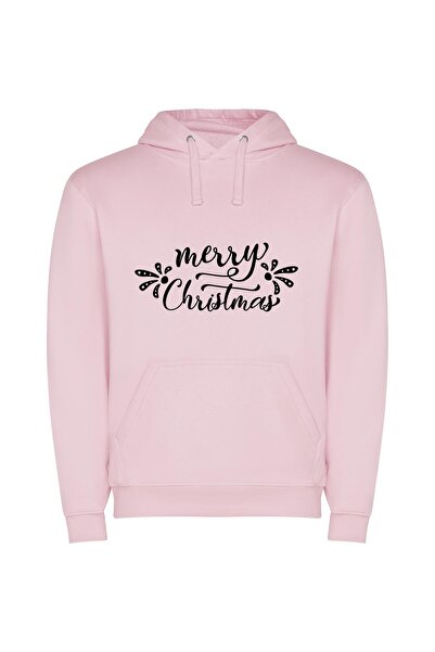 iLovePrints Festive Inked Greeting Φούτερ με κουκούλα σε χρώμα Ροζ