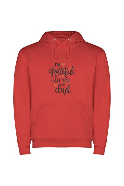 iLovePrints My Grateful Daddy Connection Φούτερ με κουκούλα σε χρώμα Κόκκινο