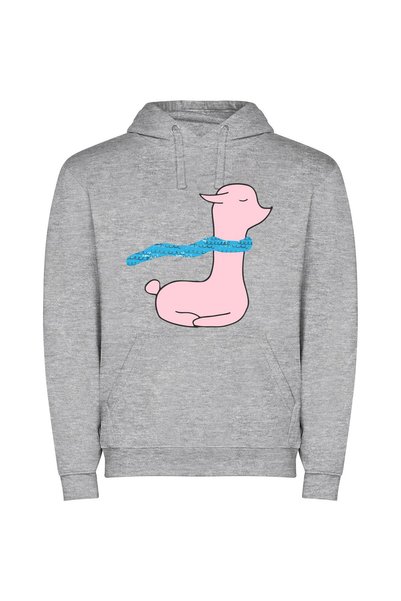 iLovePrints Elegant Ribboned Pink Duck Φούτερ με κουκούλα σε χρώμα Γκρι