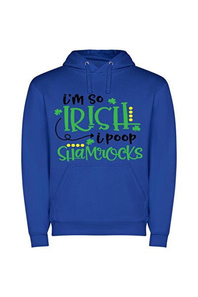 iLovePrints Lucky Leprechaun's Green Surprise Φούτερ με κουκούλα σε χρώμα Μπλε