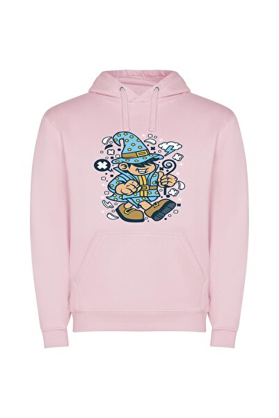 iLovePrints Magical Wizard Character Φούτερ με κουκούλα σε χρώμα Ροζ