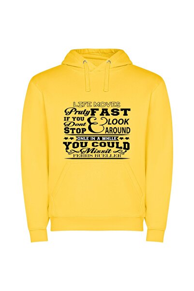 iLovePrints Graphic Monochrome Street Jive Φούτερ με κουκούλα σε χρώμα Κίτρινο