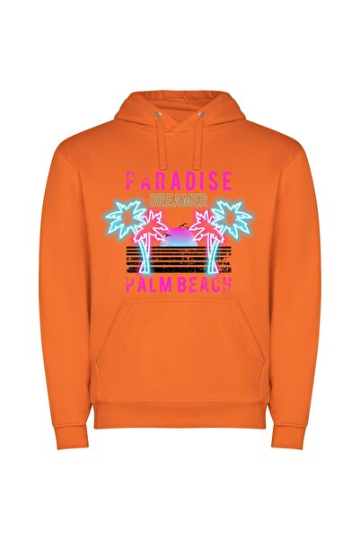 iLovePrints Tropical Dream Paradise Φούτερ με κουκούλα σε χρώμα Πορτοκαλί