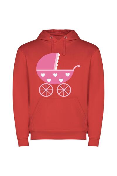 iLovePrints Charming Heart-Studded Baby Carriage Φούτερ με κουκούλα σε χρώμα ...