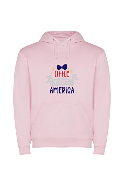 iLovePrints Patriotic Miss USA Bow Φούτερ με κουκούλα σε χρώμα Ροζ