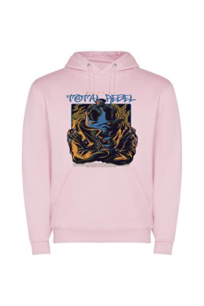 iLovePrints Gas Masked Punk Icon Φούτερ με κουκούλα σε χρώμα Ροζ