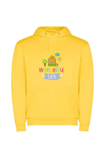 iLovePrints Whimsical Home Oasis Φούτερ με κουκούλα σε χρώμα Κίτρινο