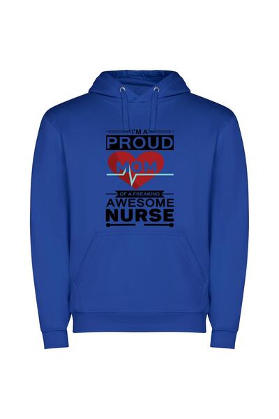 iLovePrints Beaming Mama of Superb Nurse Φούτερ με κουκούλα σε χρώμα Μπλε