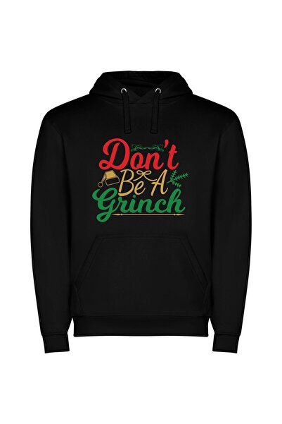 iLovePrints Festive Grinch: Holiday Edition Φούτερ με κουκούλα σε χρώμα Μαύρο
