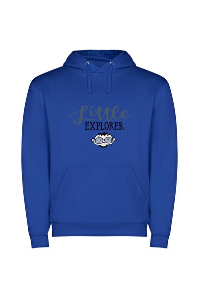 iLovePrints Adventurous Little Explorers Φούτερ με κουκούλα σε χρώμα Μπλε