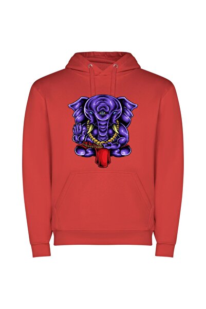 iLovePrints Colorful Ganesha: Majestic Elephant Φούτερ με κουκούλα σε χρώμα Κ...