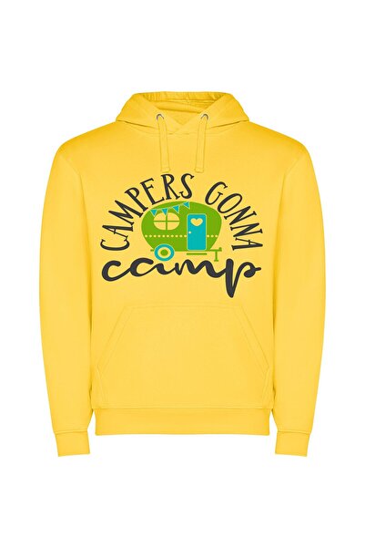 iLovePrints Campy Colorful Escape Φούτερ με κουκούλα σε χρώμα Κίτρινο