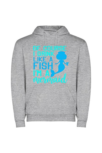 iLovePrints Enchanting Aqua Delight Φούτερ με κουκούλα σε χρώμα Γκρι