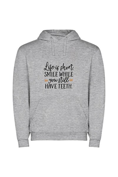 iLovePrints Pearly Grin of Life Φούτερ με κουκούλα σε χρώμα Γκρι