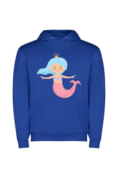 iLovePrints Majestic Blue Crown Mermaid Φούτερ με κουκούλα σε χρώμα Μπλε
