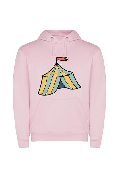 iLovePrints Flag-adorned Circus Extravaganza Φούτερ με κουκούλα σε χρώμα Ροζ