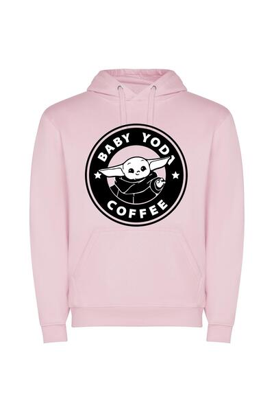iLovePrints Coffee's Cute Yoda Icon Φούτερ με κουκούλα σε χρώμα Ροζ