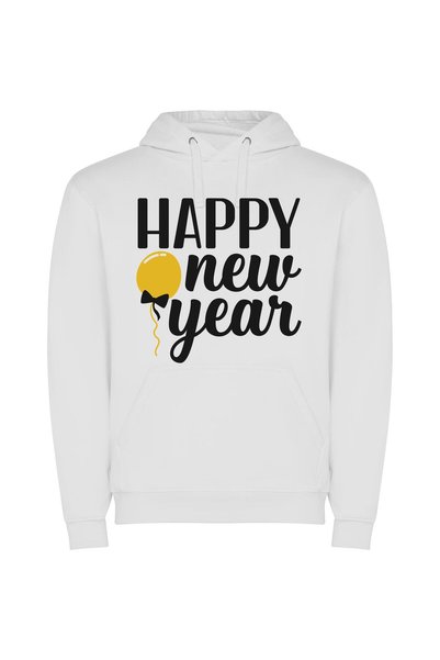 iLovePrints Joyful 2018 Balloon Delight Φούτερ με κουκούλα σε χρώμα Λευκό