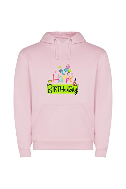 iLovePrints Joyful Balloon Crown Φούτερ με κουκούλα σε χρώμα Ροζ