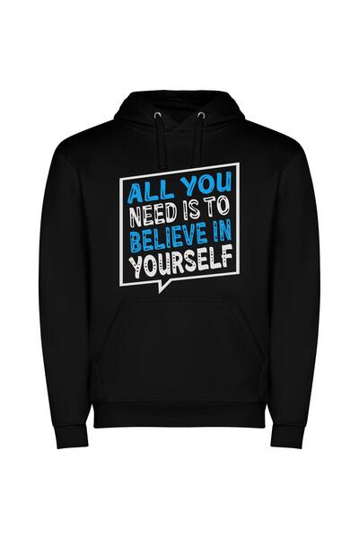 iLovePrints Power of Self-Belief Φούτερ με κουκούλα σε χρώμα Μαύρο