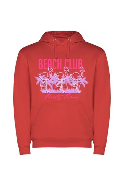 iLovePrints Retro Beach Club Vibes Φούτερ με κουκούλα σε χρώμα Κόκκινο