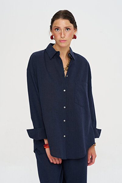 Orfeo Negro Women's Off-Shoulder Single Pocket Relaxed Fit Shirt