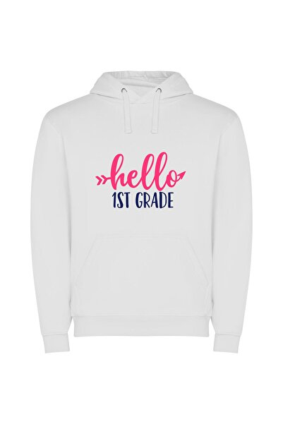 iLovePrints Colorful Class Beginnings Φούτερ με κουκούλα σε χρώμα Λευκό