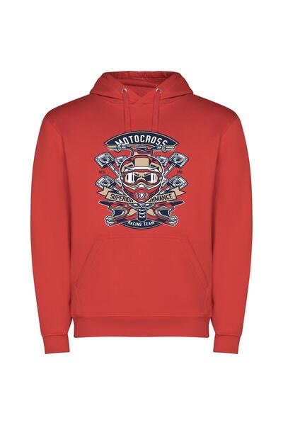 iLovePrints Elite Motorcycle Emblem Φούτερ με κουκούλα σε χρώμα Κόκκινο