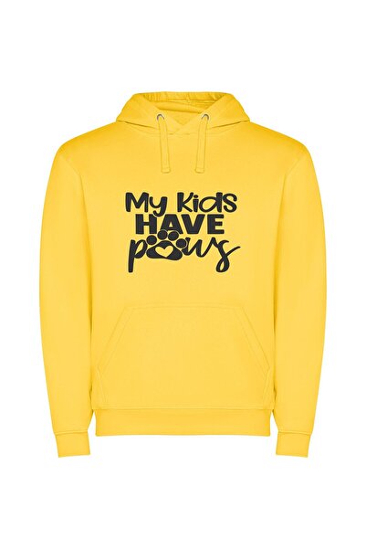 iLovePrints Pawsome Kid Zone Φούτερ με κουκούλα σε χρώμα Κίτρινο