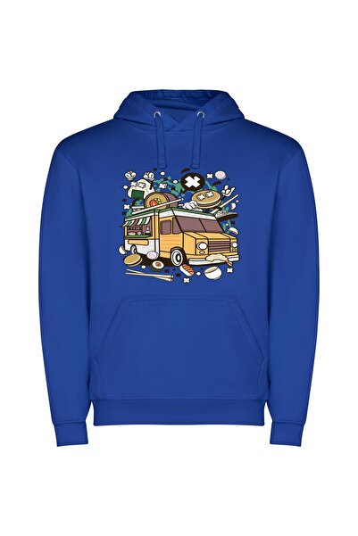 iLovePrints Sushi Wheels: Japanese Food Truck Φούτερ με κουκούλα σε χρώμα Μπλε