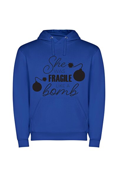 iLovePrints Fragile Bombshell Journey Φούτερ με κουκούλα σε χρώμα Μπλε