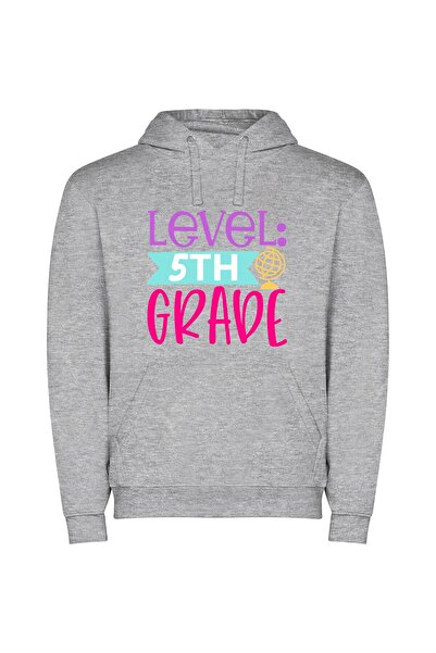 iLovePrints Grade 5 Level Mastery Φούτερ με κουκούλα σε χρώμα Γκρι