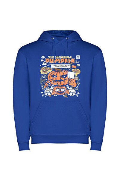 iLovePrints Pumpkin Perfection: Halloween Art Φούτερ με κουκούλα σε χρώμα Μπλε