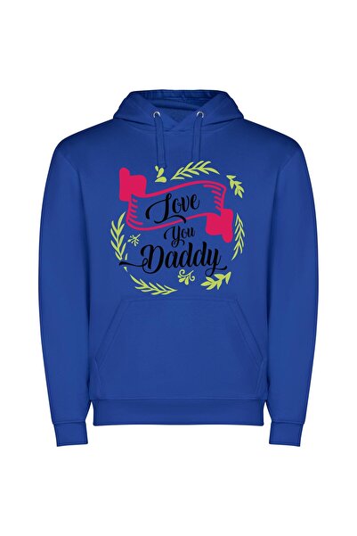 iLovePrints Daddy's Digital Love Sign Φούτερ με κουκούλα σε χρώμα Μπλε