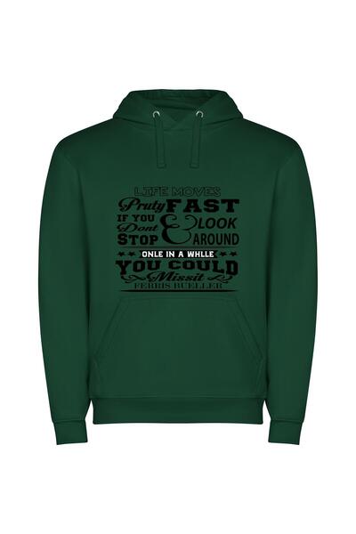 iLovePrints Graphic Monochrome Street Jive Φούτερ με κουκούλα σε χρώμα Πράσινο