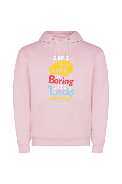 iLovePrints Unlock Your Boring Life Φούτερ με κουκούλα σε χρώμα Ροζ