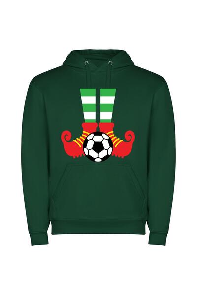 iLovePrints Feet, Ball, Sport Sensation Φούτερ με κουκούλα σε χρώμα Πράσινο
