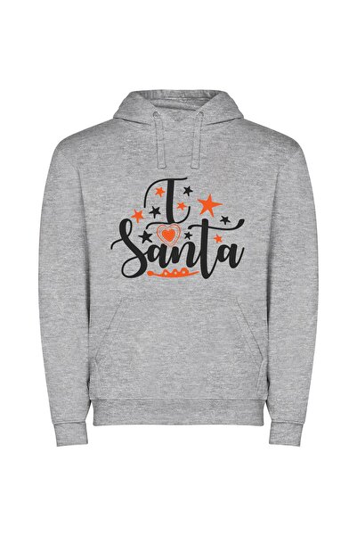 iLovePrints Santa's radiant beauty Φούτερ με κουκούλα σε χρώμα Γκρι